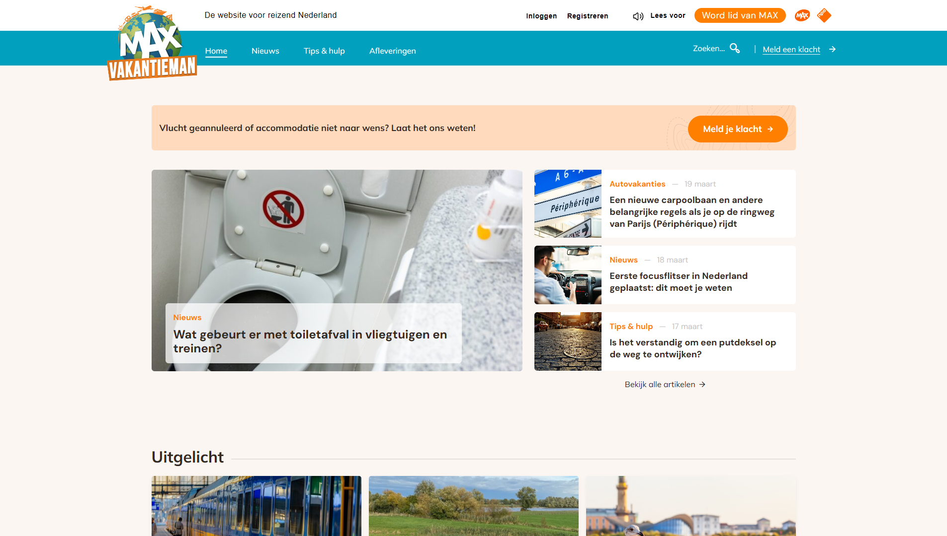 De website van MAX vakantieman.